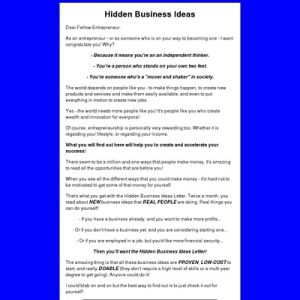 Hidden Industry Suggestions Letter