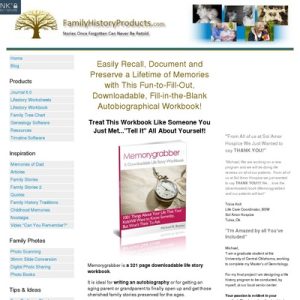 FamilyHistoryProducts.com – 321 Online page, Downloadable Existence Yarn Workbook